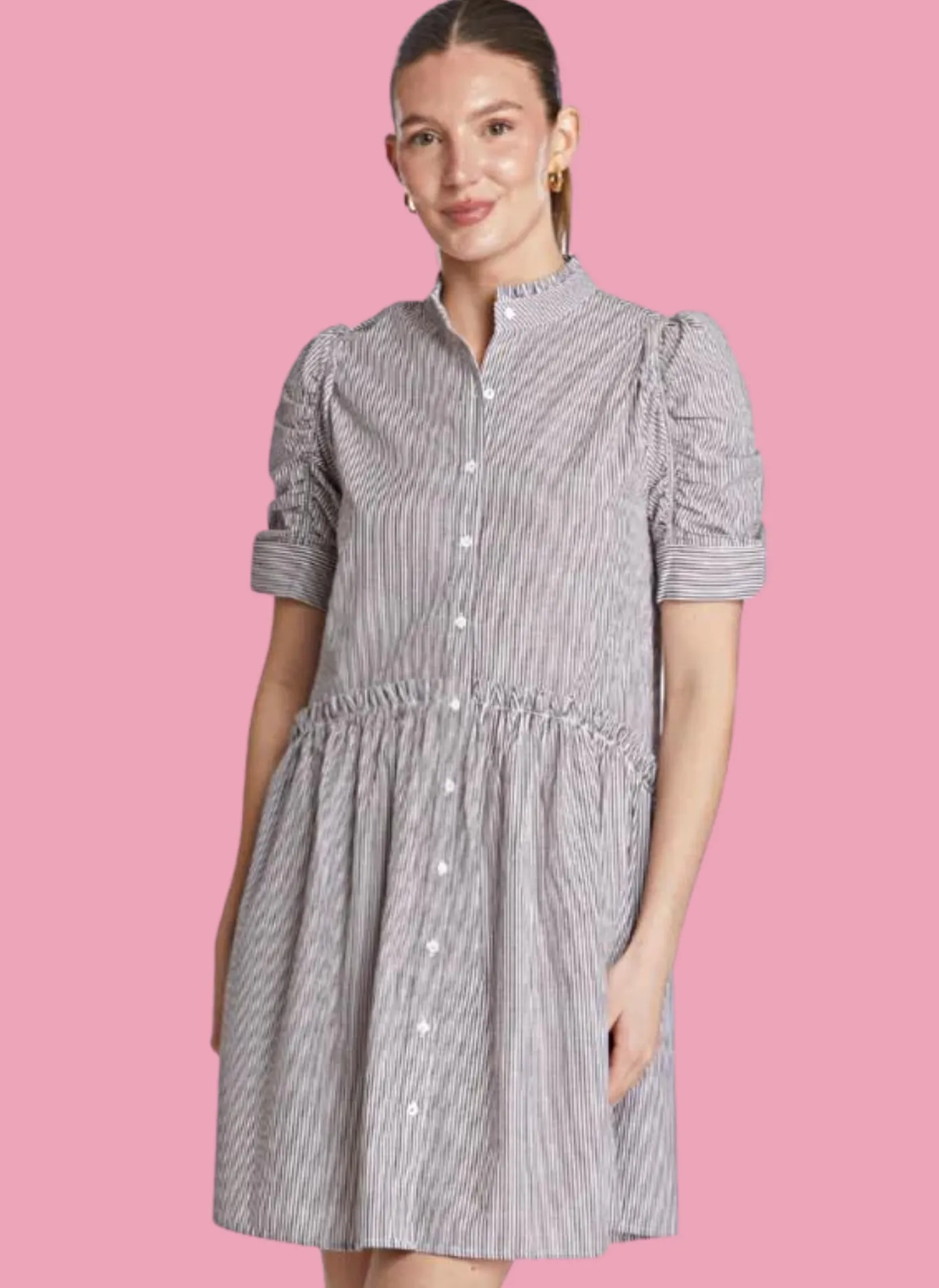 Veronica Dress- Brown Stripe