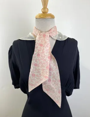 Vintage 1930s White & Pink Embroidered Voile Collar With Print