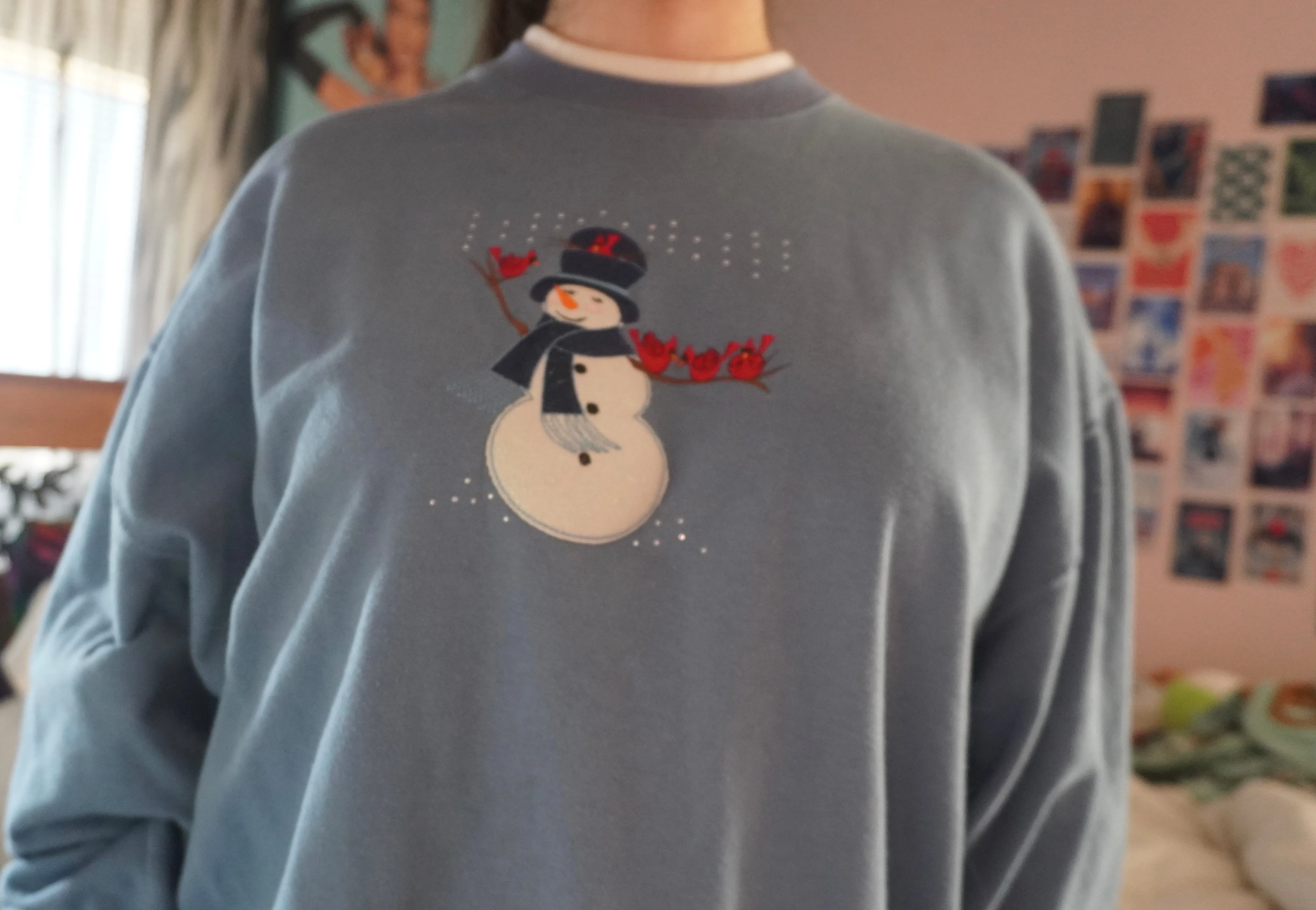 Vintage blue snowman Christmas holiday sweater size XXL