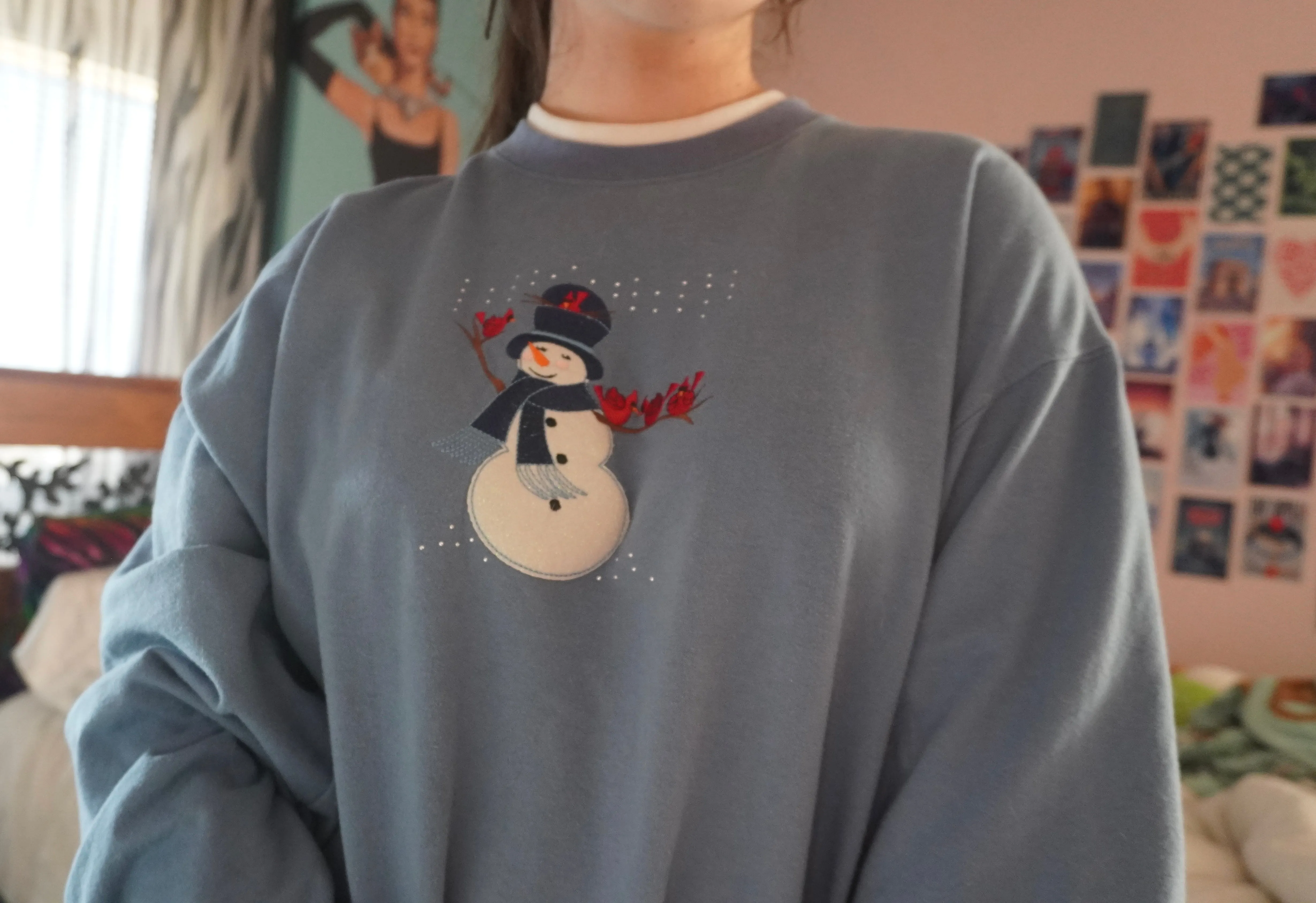 Vintage blue snowman Christmas holiday sweater size XXL