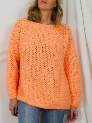 Vintage Day-Glo Melon Handknit Sweater