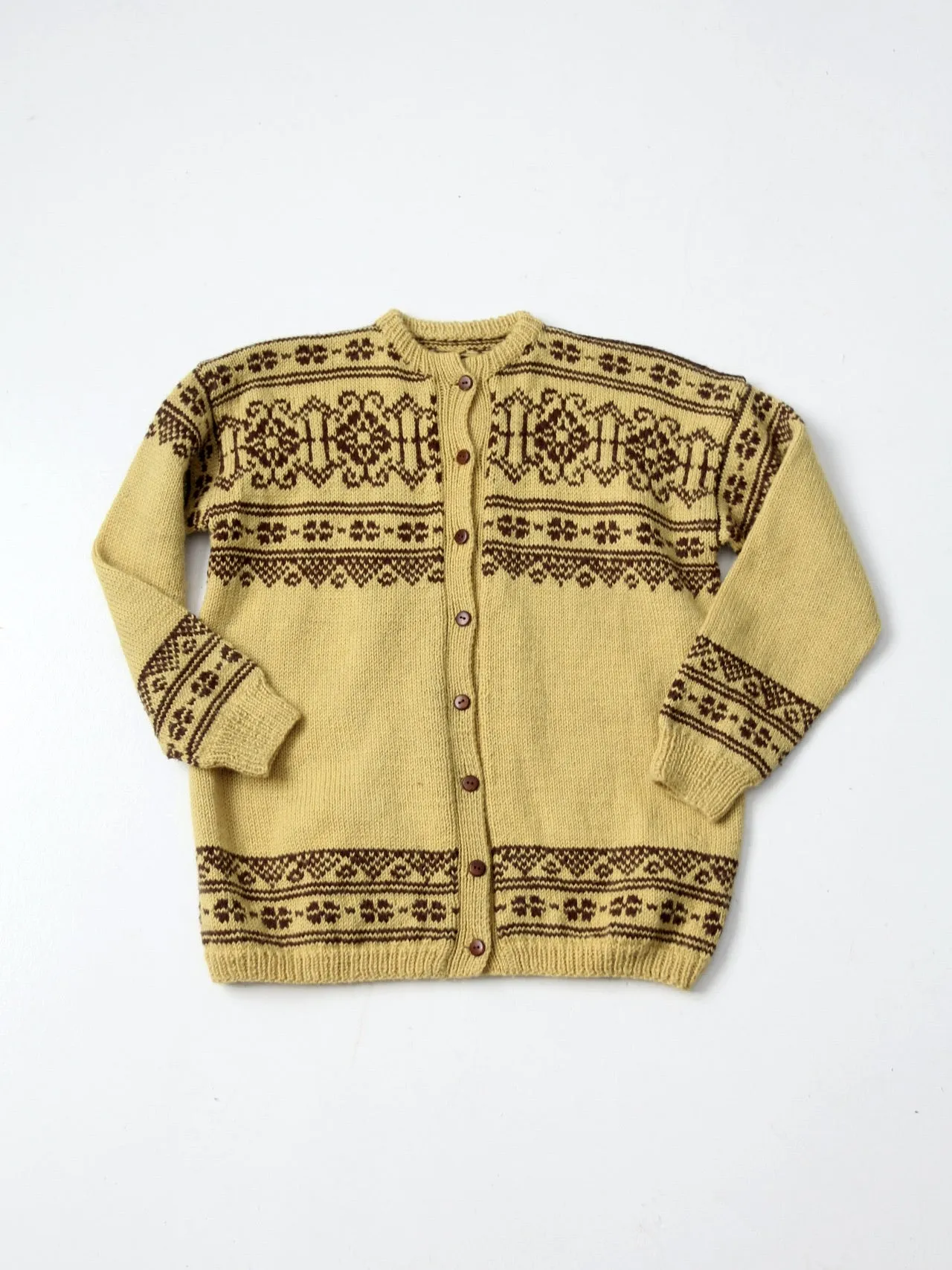 vintage hand knit Nordic wool cardigan