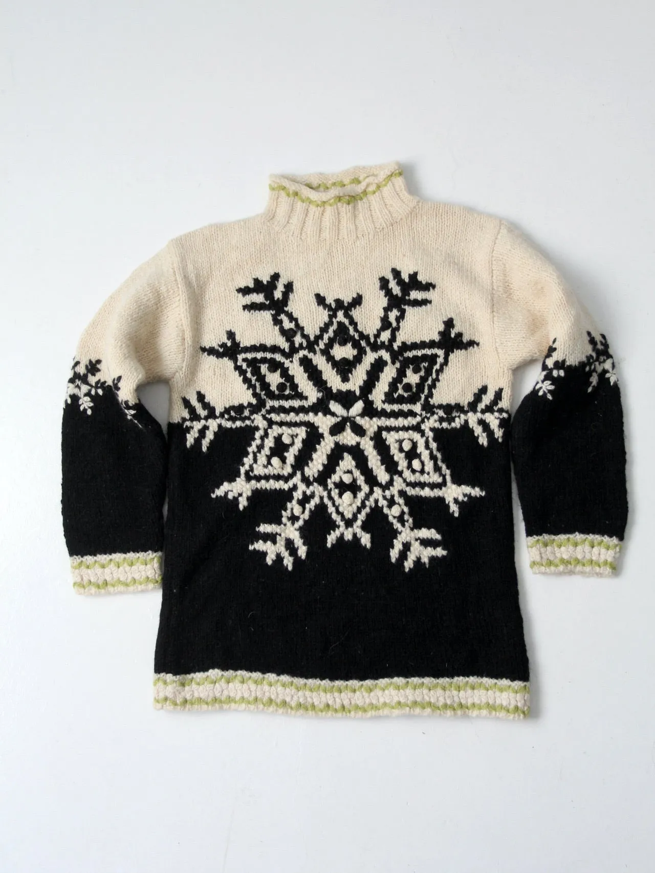 vintage hand knit snowflake sweater