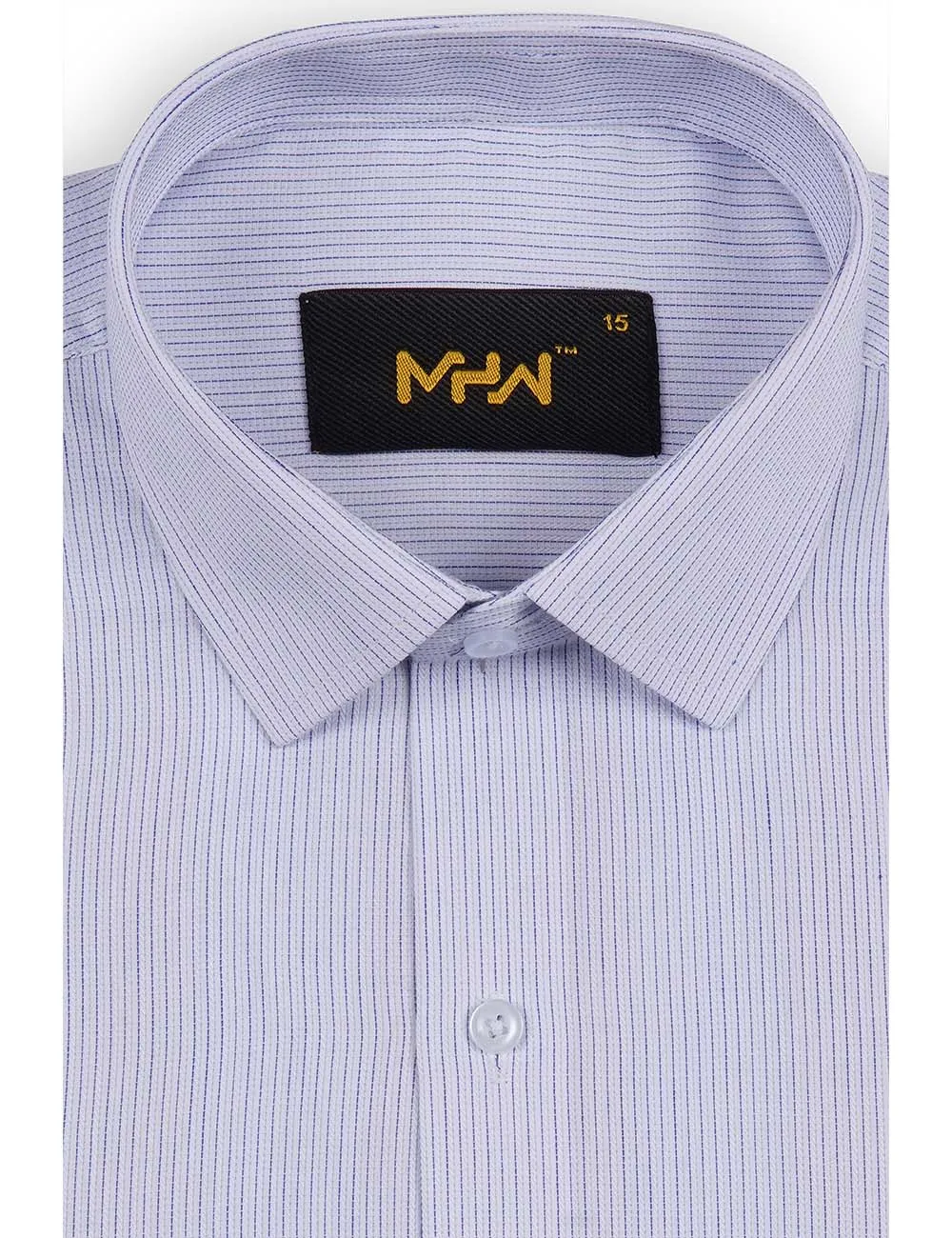 White & Blue Striped Dress Shirt for Men