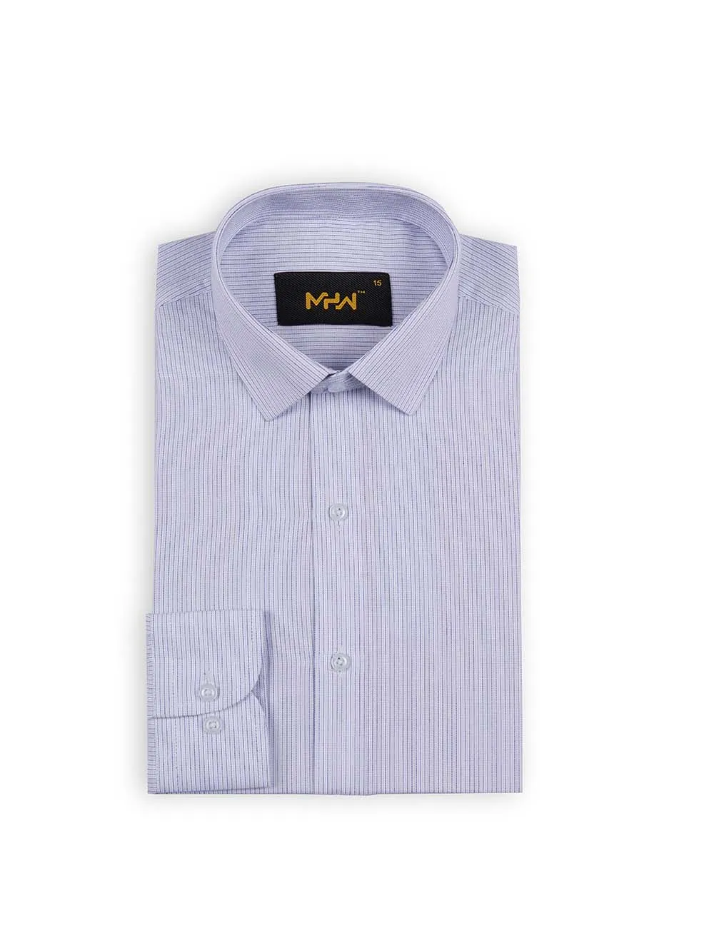 White & Blue Striped Dress Shirt for Men