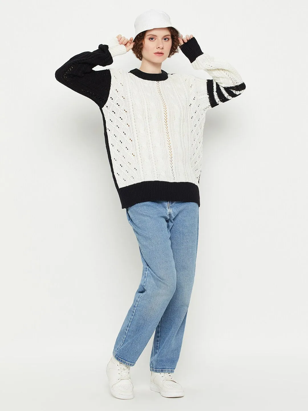 White Bliss Self Design Pullover