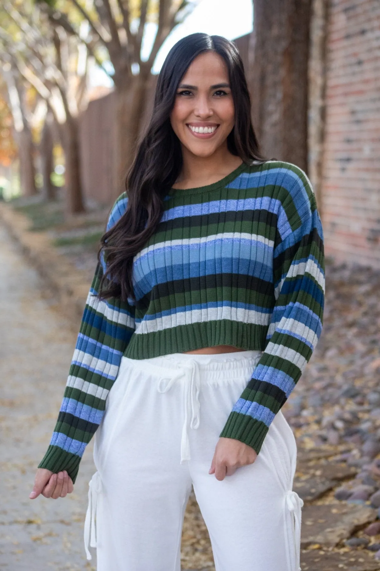 Wide Open Spaces Stripe Cropped Sweater