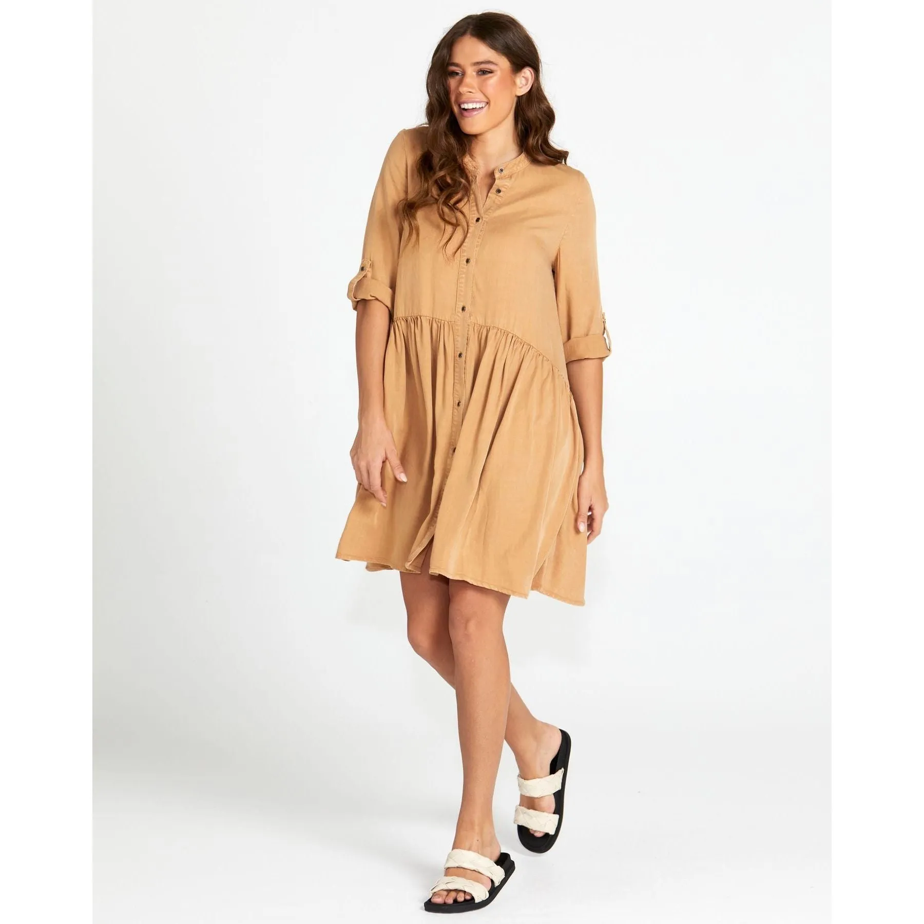 Willow Shirt Dress- Tan