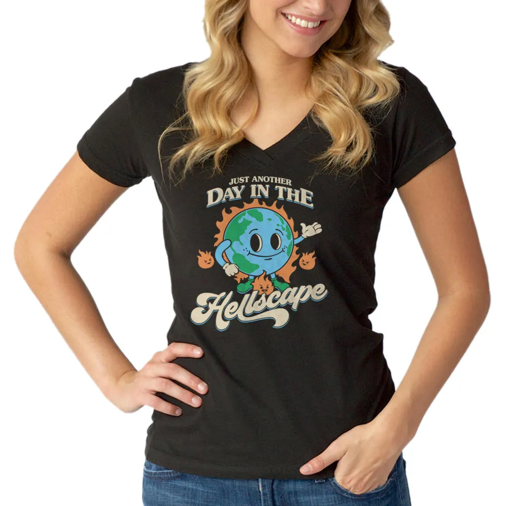 Women's Just Another Day in the Hellscape Vneck T-Shirt