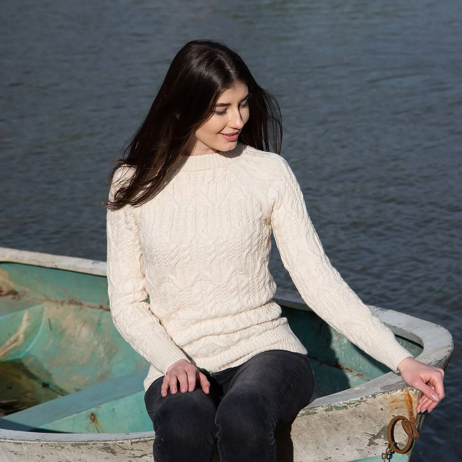 Women's Lambswool Crew Neck Irish Sweater