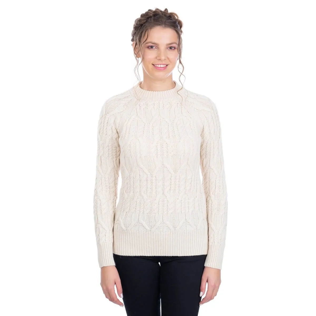 Women's Lambswool Crew Neck Irish Sweater