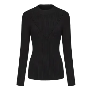 Women's Ruffled Collar Rib Knitted Sweater