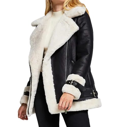 Womens Wrenley Genuine Lambskin Leather Fur Lined Jacket