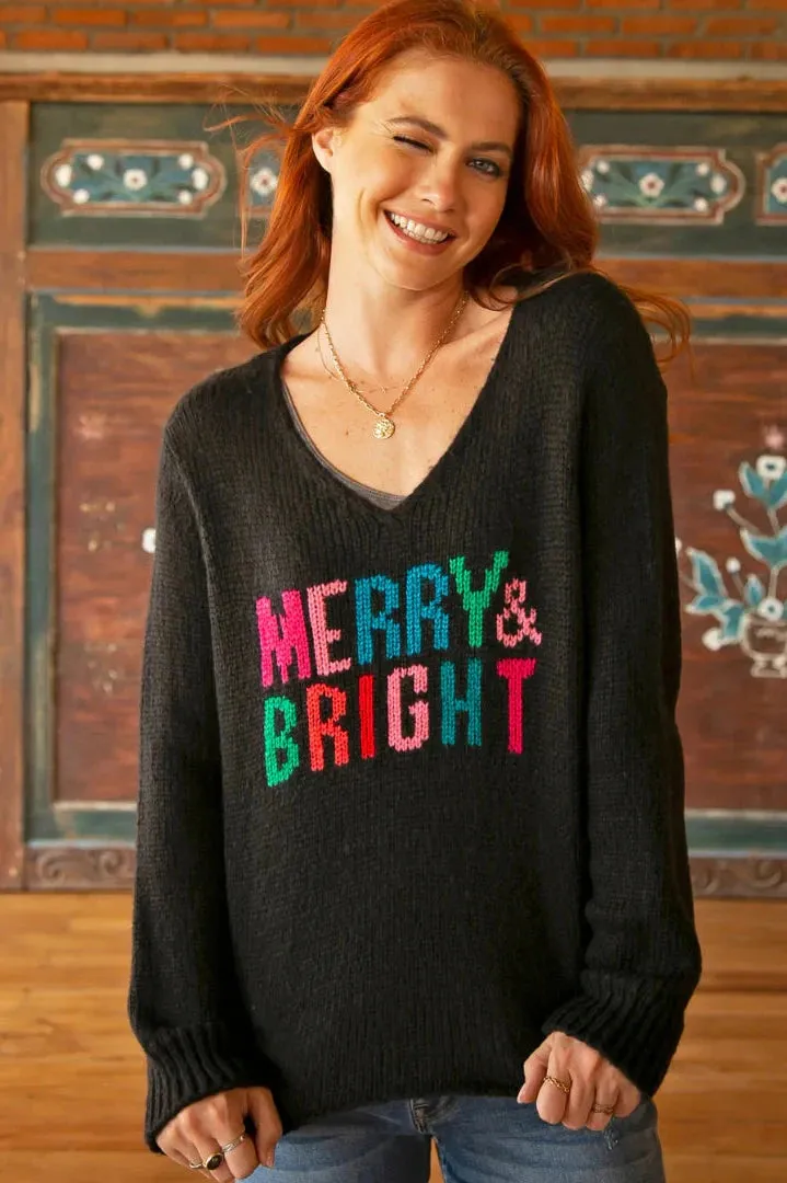 Wooden Ships Merry & Bright V-Neck Sweater