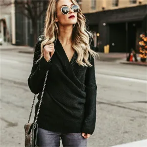 Wrap Neck Loose Jumper