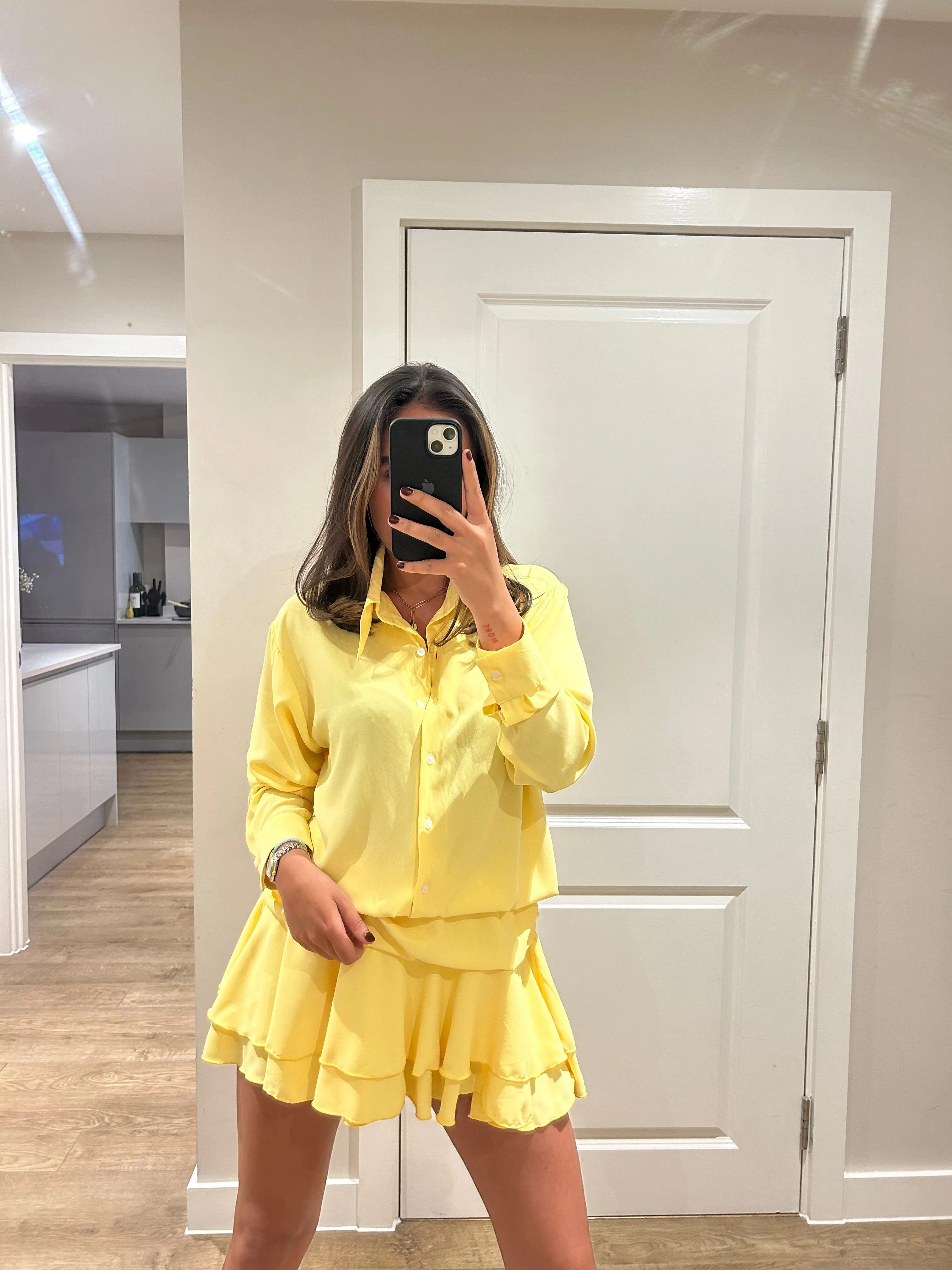 Yellow Frill Chiffon Dress