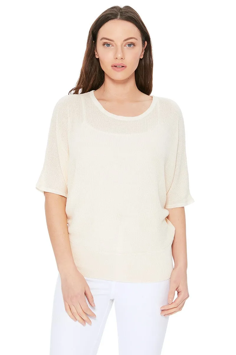 Yemak Women's Casual Dolman Half Sleeve Lightweight Knit Pullover Top MK3621