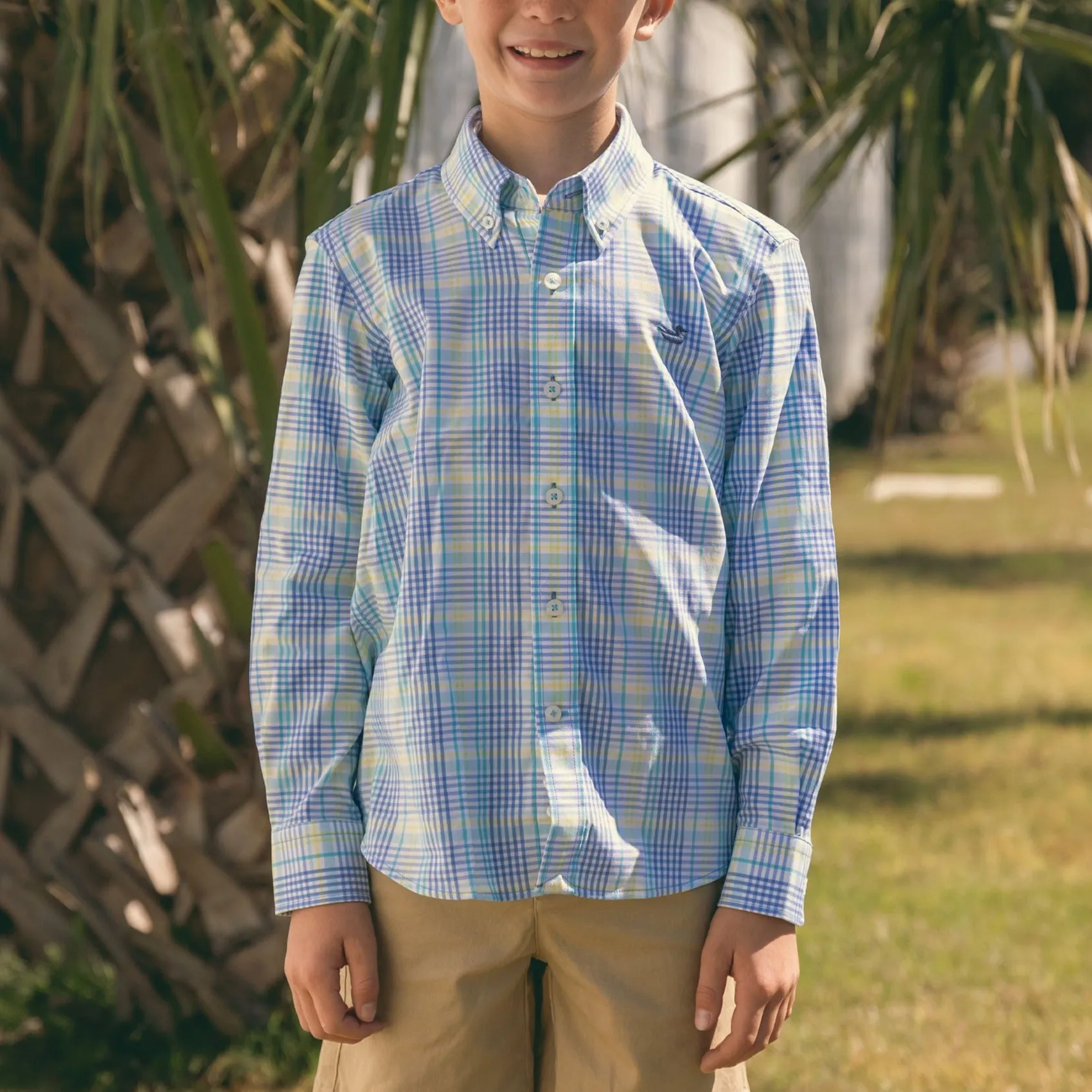 Youth Shores Windowpane Performance Dress Shirt