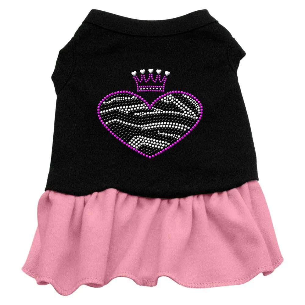 Zebra Heart Rhinestone Dress Black with Pink XXXL (20)