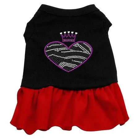 Zebra Heart Rhinestone Dress Black with Red XXL (18)