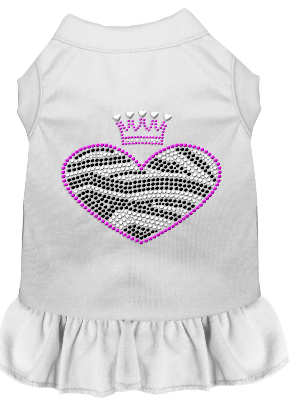 Zebra Heart Rhinestone Dress White Xl (16)